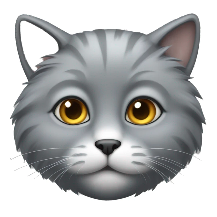 Fluffy grey cat with grey nose and a white spot on the chin sticker