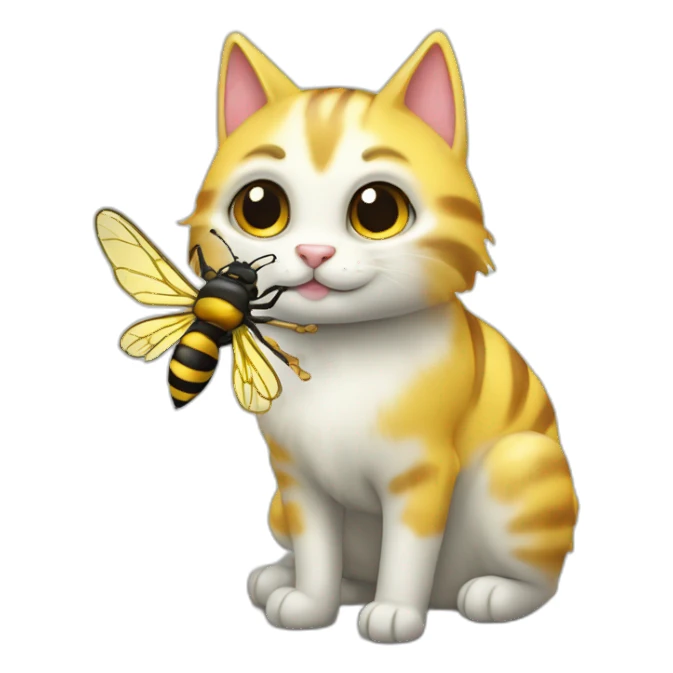 Un chat licorne qui chevauche une abeille  sticker