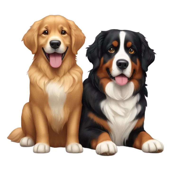 golden retriever and Bernese mountain dog playing together sticker
