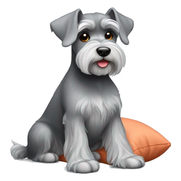 little grey schnauzer sitting on a pillow  sticker