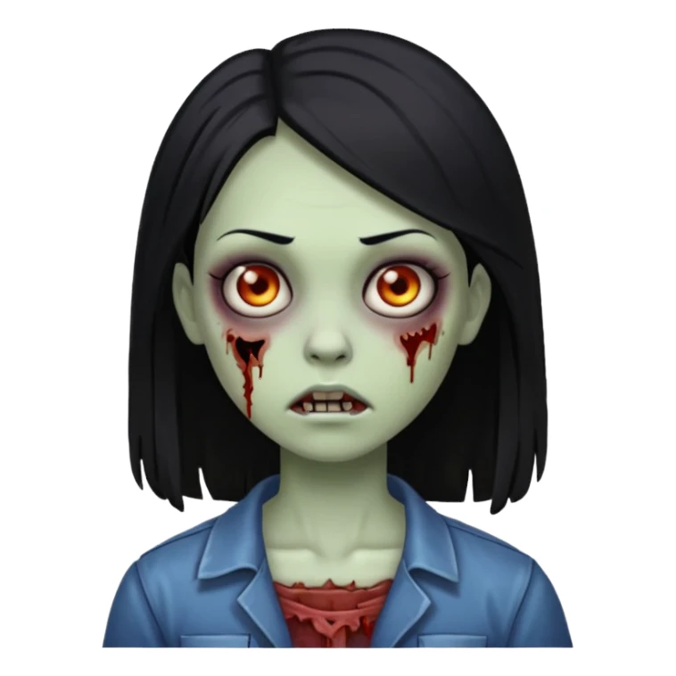 Zombie girl ios 18 with black straight hair sticker
