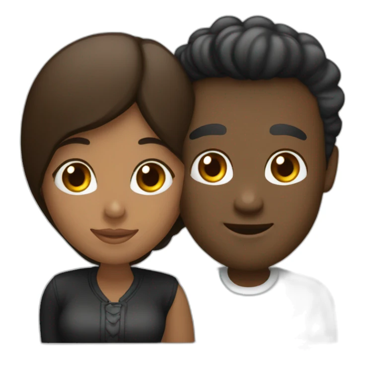 abrazo entre chica negra y hombre blanco calvo sticker