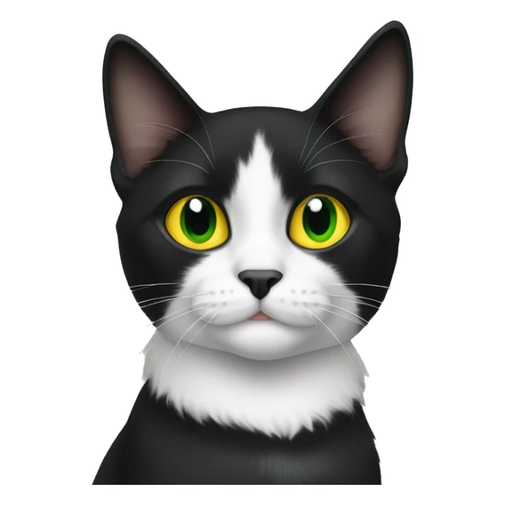 A tuxedo cat with yellow green eyes named Bandit sticker