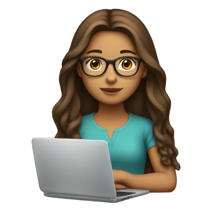 girl-brown-long-hair-with-laptop-and-glasses sticker