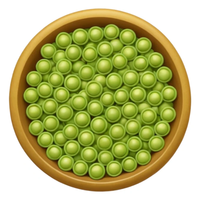 loose split peas, dried, soft matte, muted green to yellow-green, smooth, round-edged, slightly flattened, clean break, no extras, apple emoji style, soft lighting, transparent background, emoji scale sticker