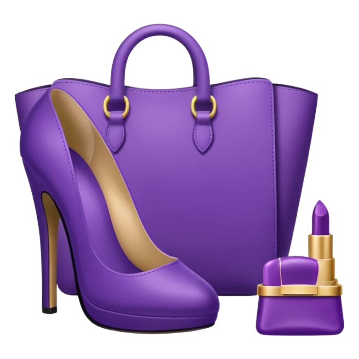 royal purple heels, cosmetics and bag emojis sticker