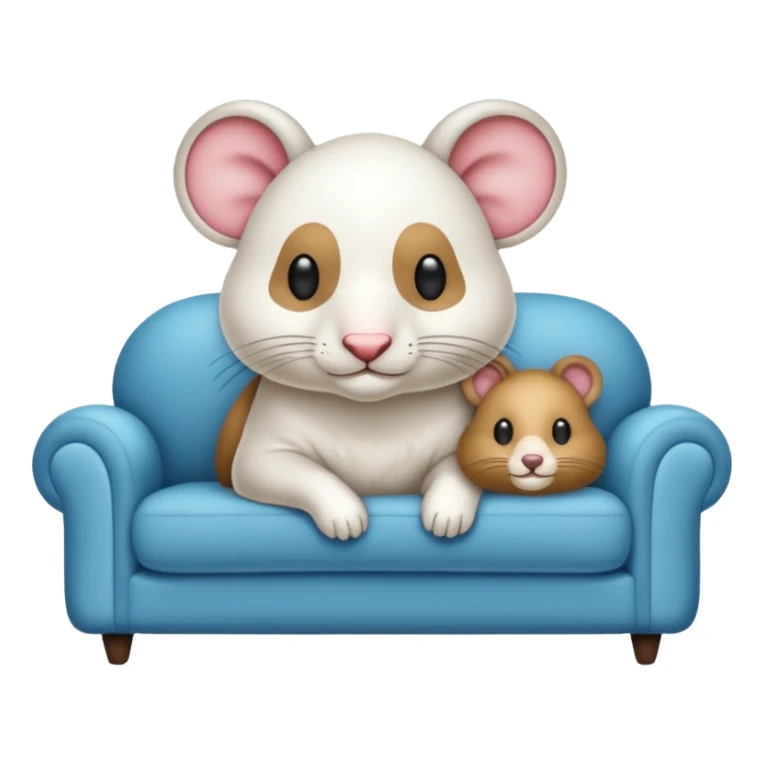UM RATO BRANCO SENTADO EM UM SOFA, O RATO ESTA DE OCULOS ESCURO E BENGALA sticker