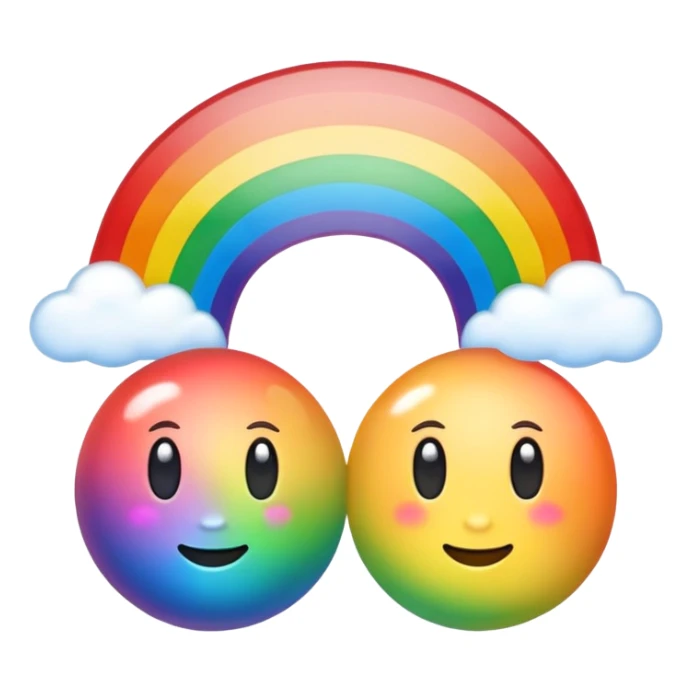 Two skin colored orbs with a rainbow coming out of them sticker