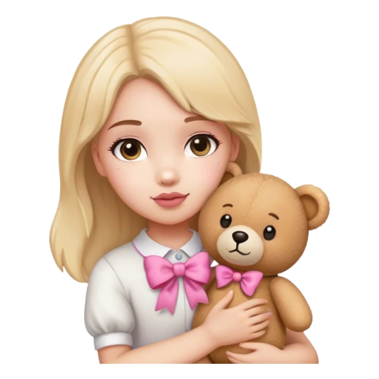 Girl teddy bear with pink bow light colored  sticker