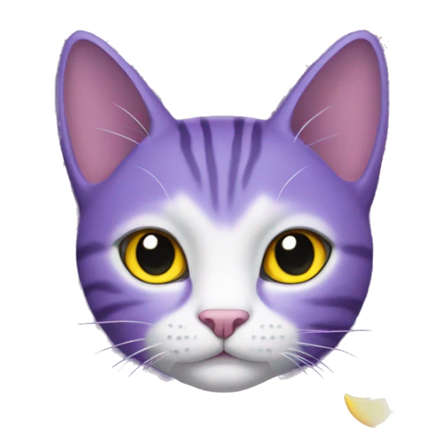 Purple cat With a yellow Moon necklace Black eyes and White pupils sticker