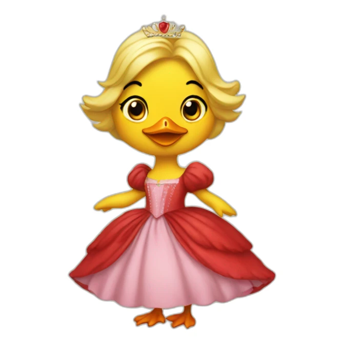 Duck with red princess dress sticker
