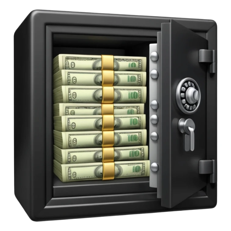 caja fuerte abierta con dinero sticker