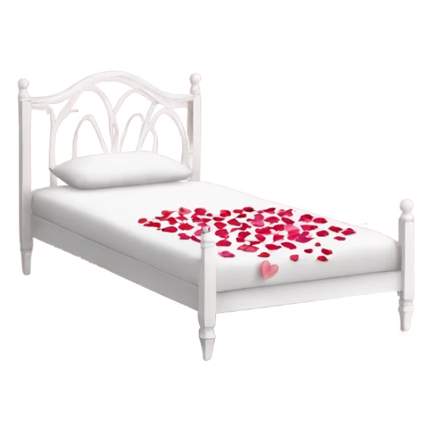 white Valentine’s Day bed with rose petals sticker