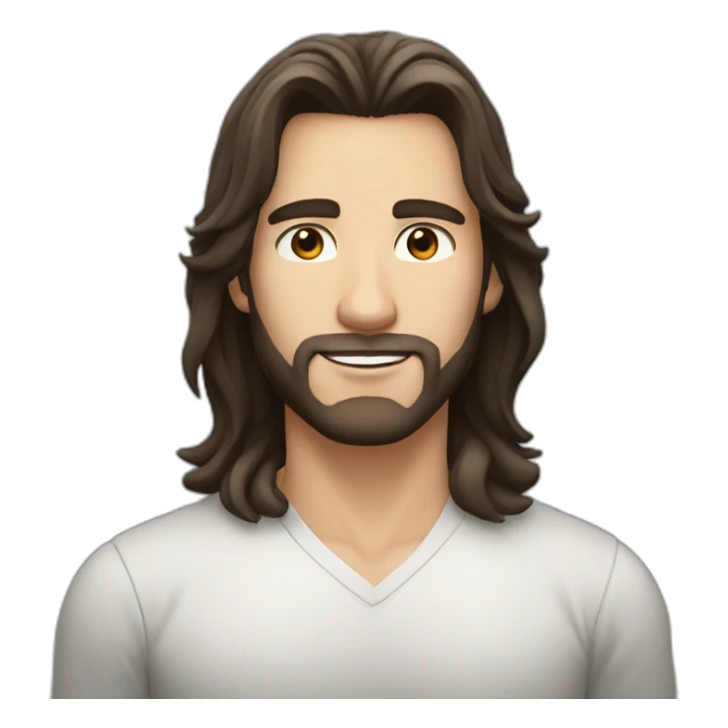 beautiful white man with dark brown mid long hair and no beard sticker