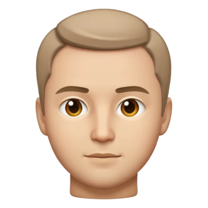 A bust of Maxim Martsinkevich (Tesak) in emoji style, neutral expression, short hair, realistic but stylized sticker