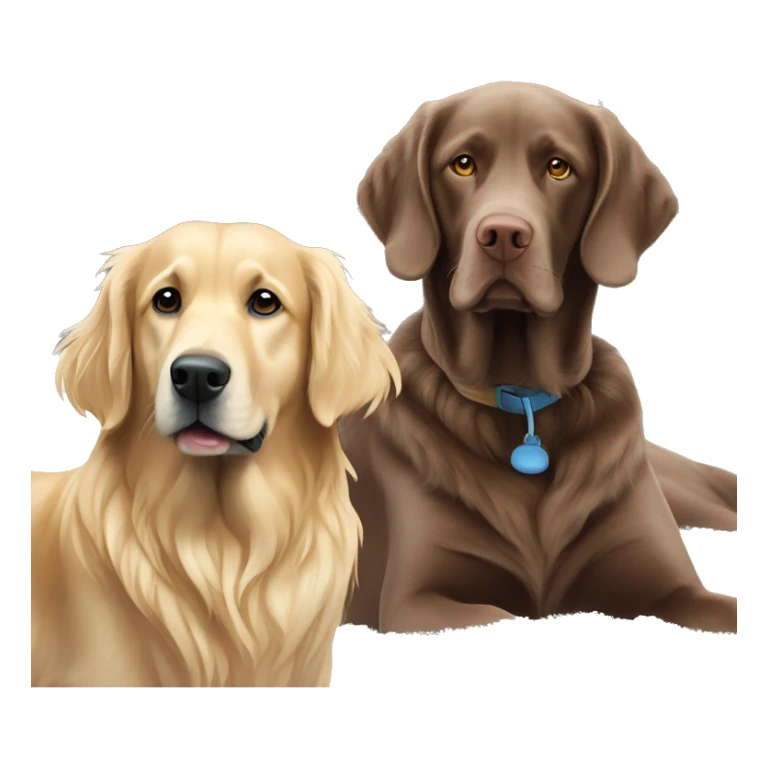 One golden retriver and Weimaraner in the snow sticker