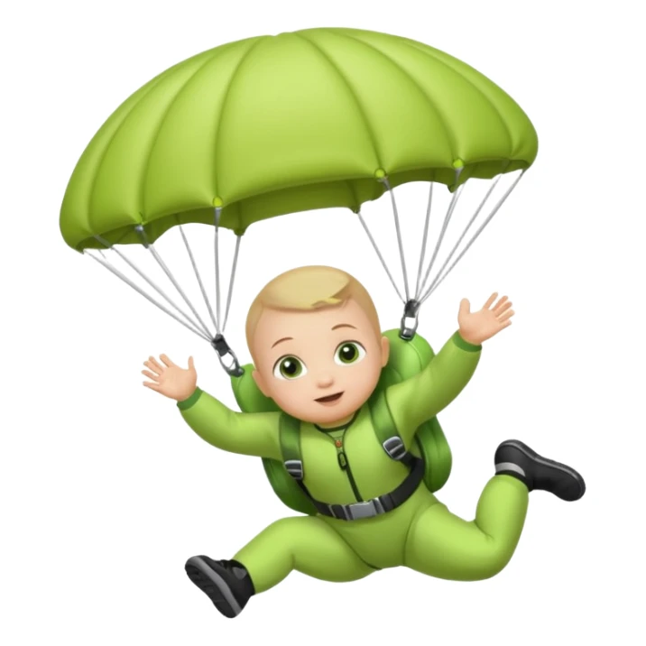 Skydiving baby with parachute and UFO lime sticker
