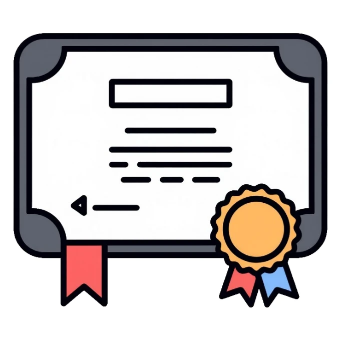 Certificate of achievement with seal sticker