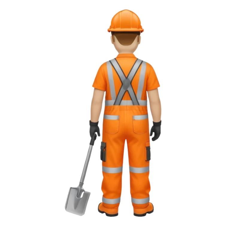 Engineer in orange hi-vis overalls facing away sticker