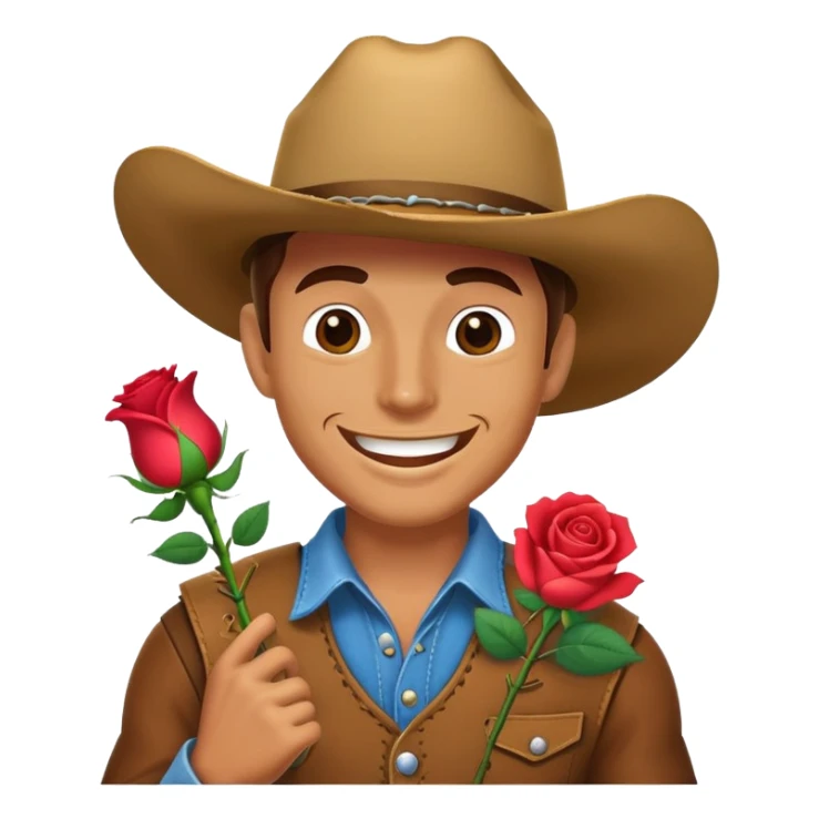 Cowboy emoji with rose in mouth  sticker