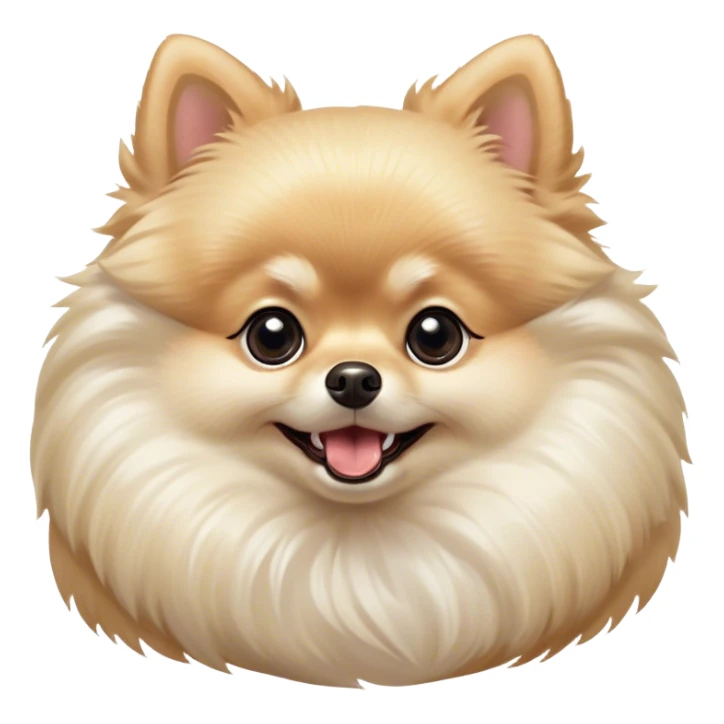 Cinematic Comical Cream Pomeranian Portrait Emoji, Head tilted dramatically with an exaggeratedly shocked or amused expression, featuring a glossy, fluffy cream Fur with a radiant sheen, wide, expressive dark eyes filled with playful disbelief, Simplified yet hilariously expressive features, highly detailed, glowing with a slightly sassy glow, high shine, dramatic yet playful, stylized with an air of cheeky mischief, bright and endearing, soft glowing outline, capturing the essence of a spirited and over-the-top companion, so meme-worthy it feels like it could side-eye its way into internet fame instantly! sticker
