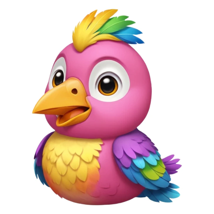 Bird singing with eyes closed and face looking upward. Cute color sticker