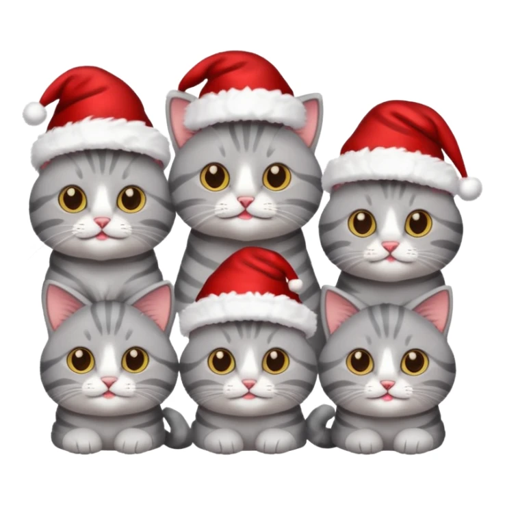 grey cats with Christmas hats sticker