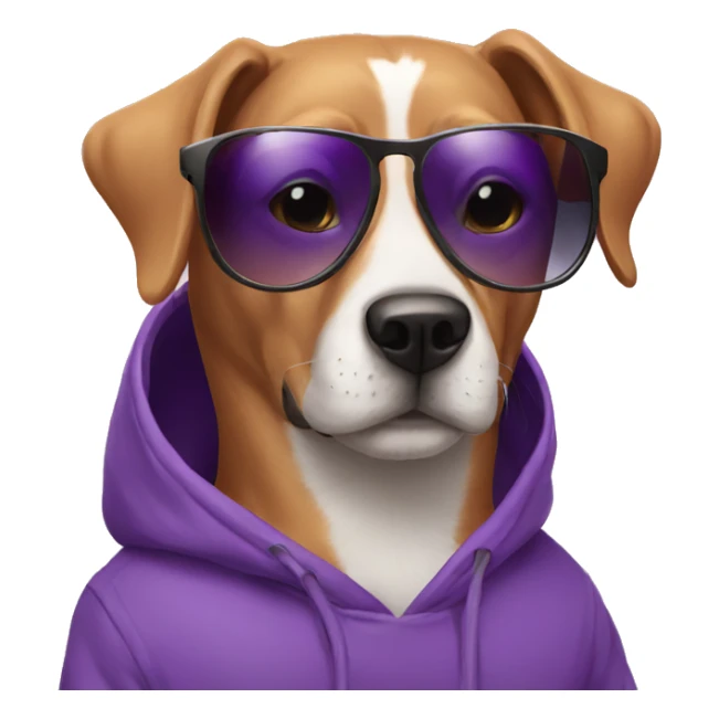 dog with purple hoodie and sunglasses  sticker