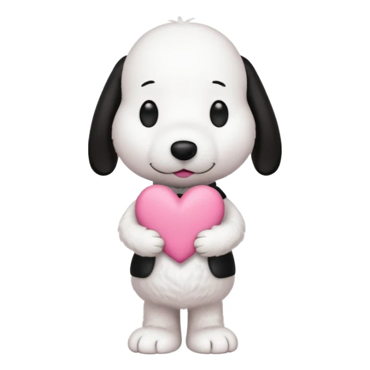 snoopy con un corazón rosita entre los brazos  sticker