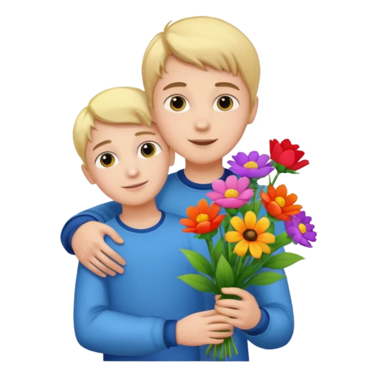 Boy namned Edvin holds flowers and gives it to Linnea sticker