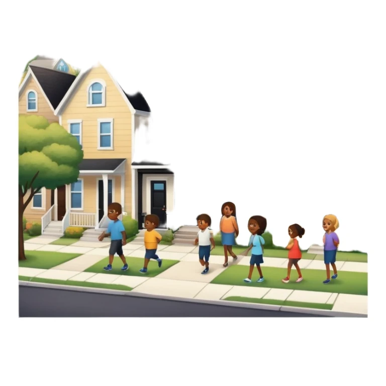 Neighborhood houses with people outside talking sticker
