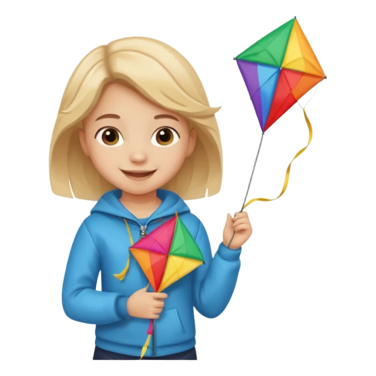 little girl kid holding kite in front of her chest sticker