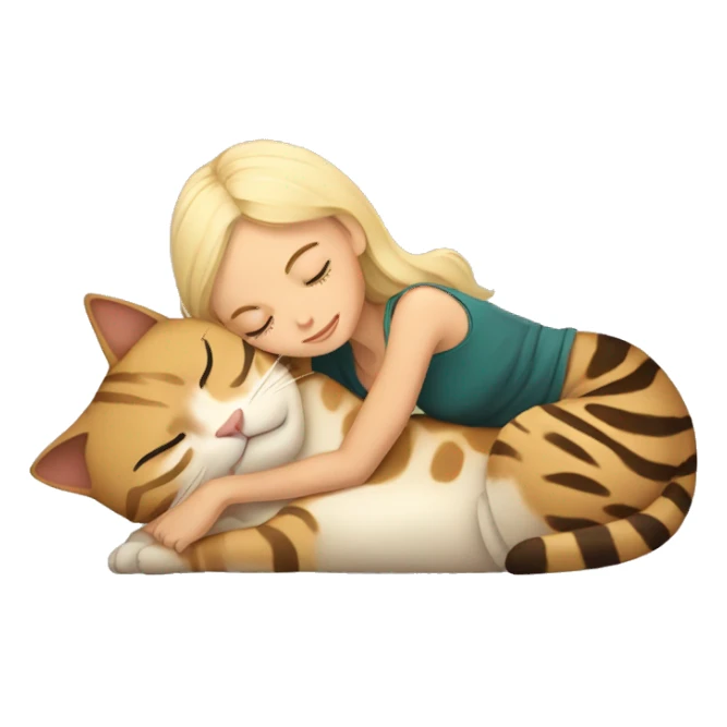 LIGHT skin blonde girl sleeping with bengal cat sticker