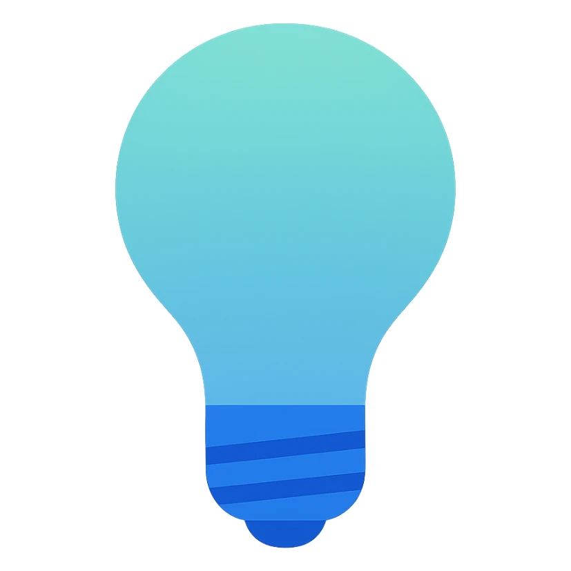Light bulb icon,  flat emoji style, outline with blue and turquoise colors sticker