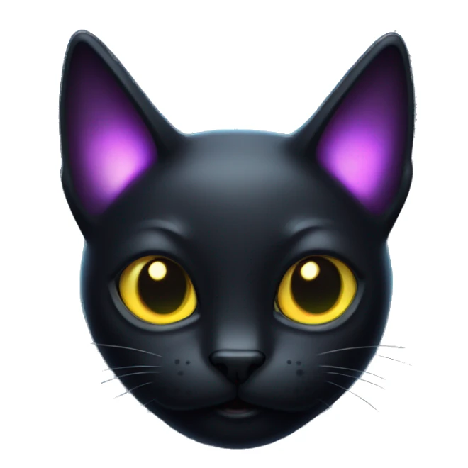 Black cat with glowing dark iridescent ears sticker