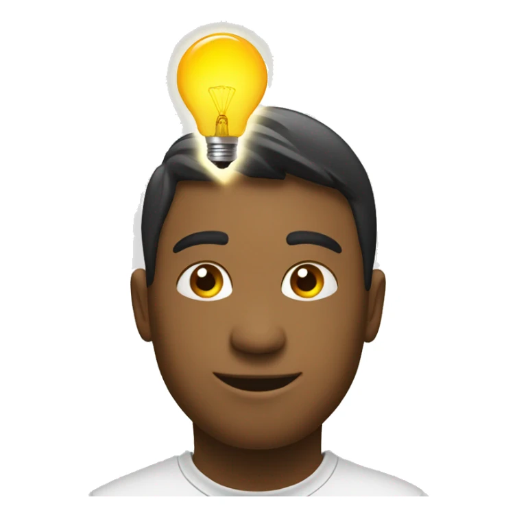 student having idea light bulb on top of his head sticker