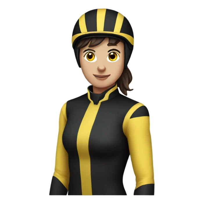 Brunette jockey with black and yellow silks sticker