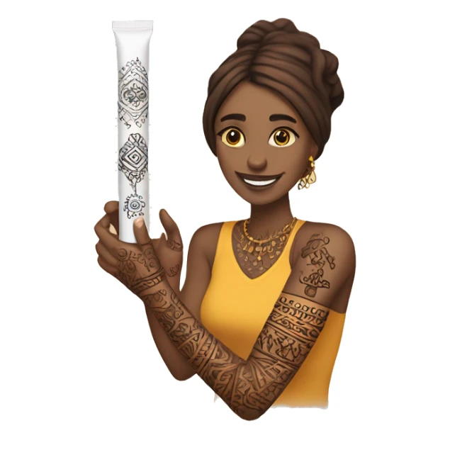 Henna tube making a tattoo on arm sticker