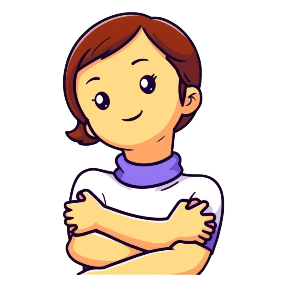 Girl with two arms and her hand are around her neck herself￼ sticker