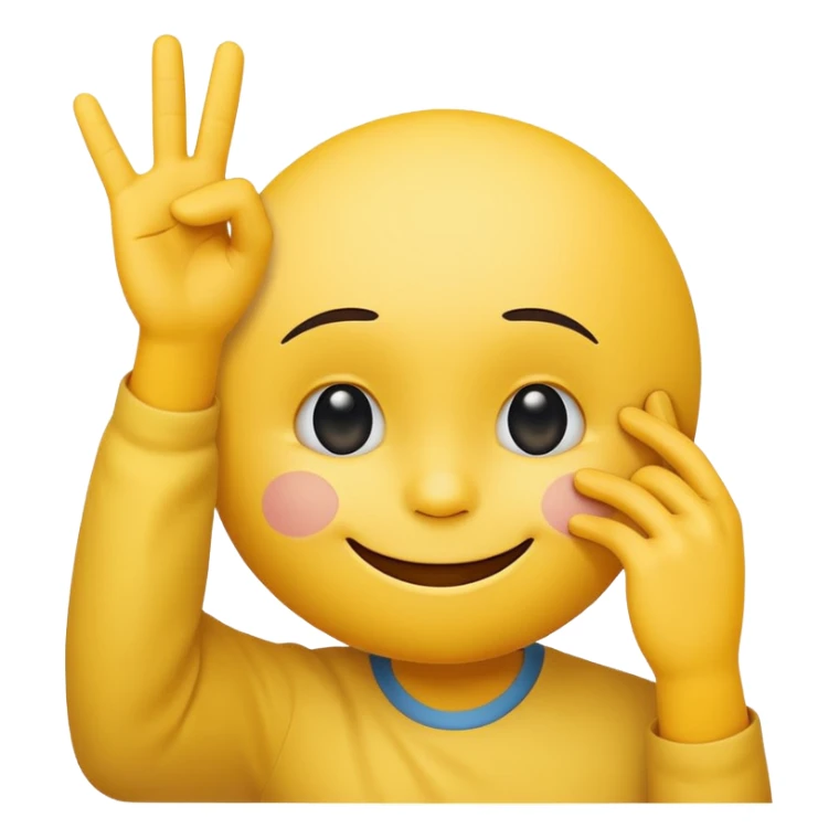 yellow smiley face with playful mocking expression holding right hand up to forehead in 'L' shape signaling 'loser' gesture sticker