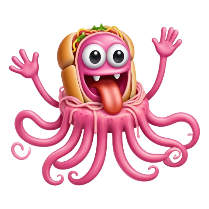 pink spaghetti slop monster hot dog flying  sticker