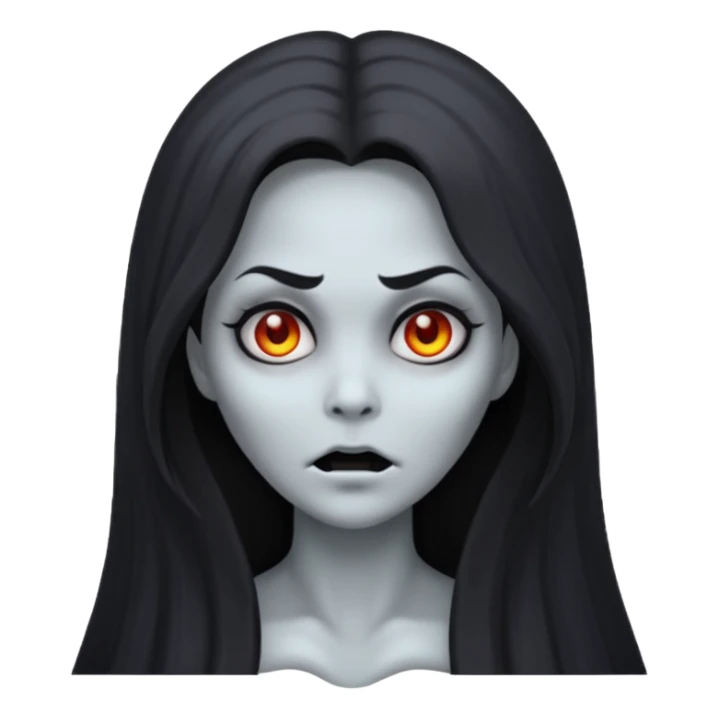 creepy ghost woman with gray skin and scary face sticker