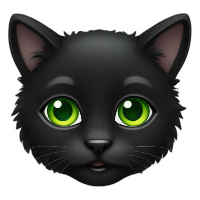 Black furry cat green eyes sticker