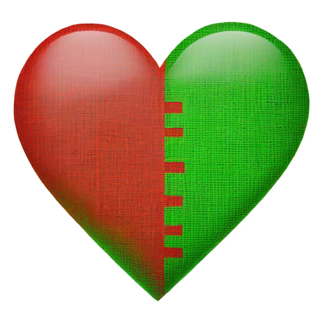 Un coeur à carreaux rouge et vert sticker