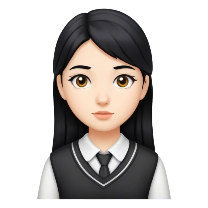 Black hair schoolgirl sticker