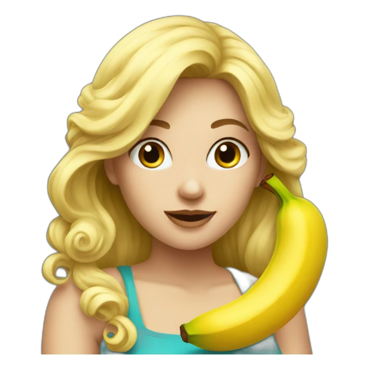 a blonde curvy woman eating banana sticker
