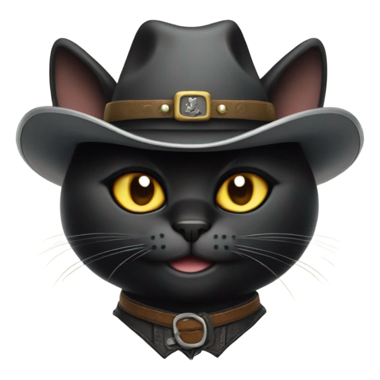 Black cat wearing a cowboy hat with finger guns sticker