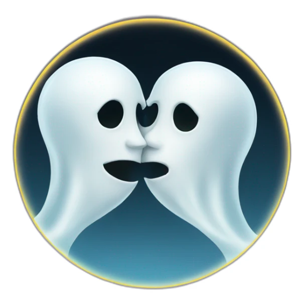 a female ghost and a male ghost kissing in a Ying and yang sticker