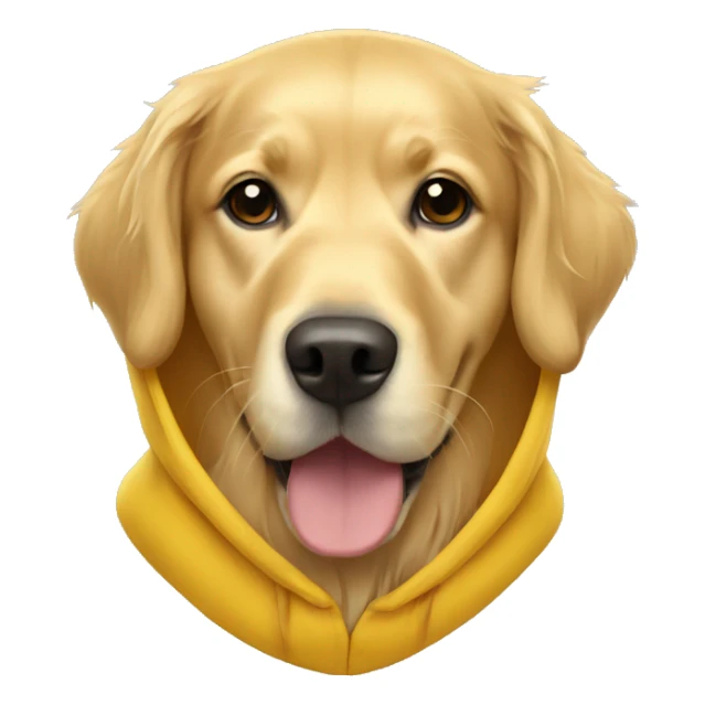 Golden retriever wearing a hoodie sticker