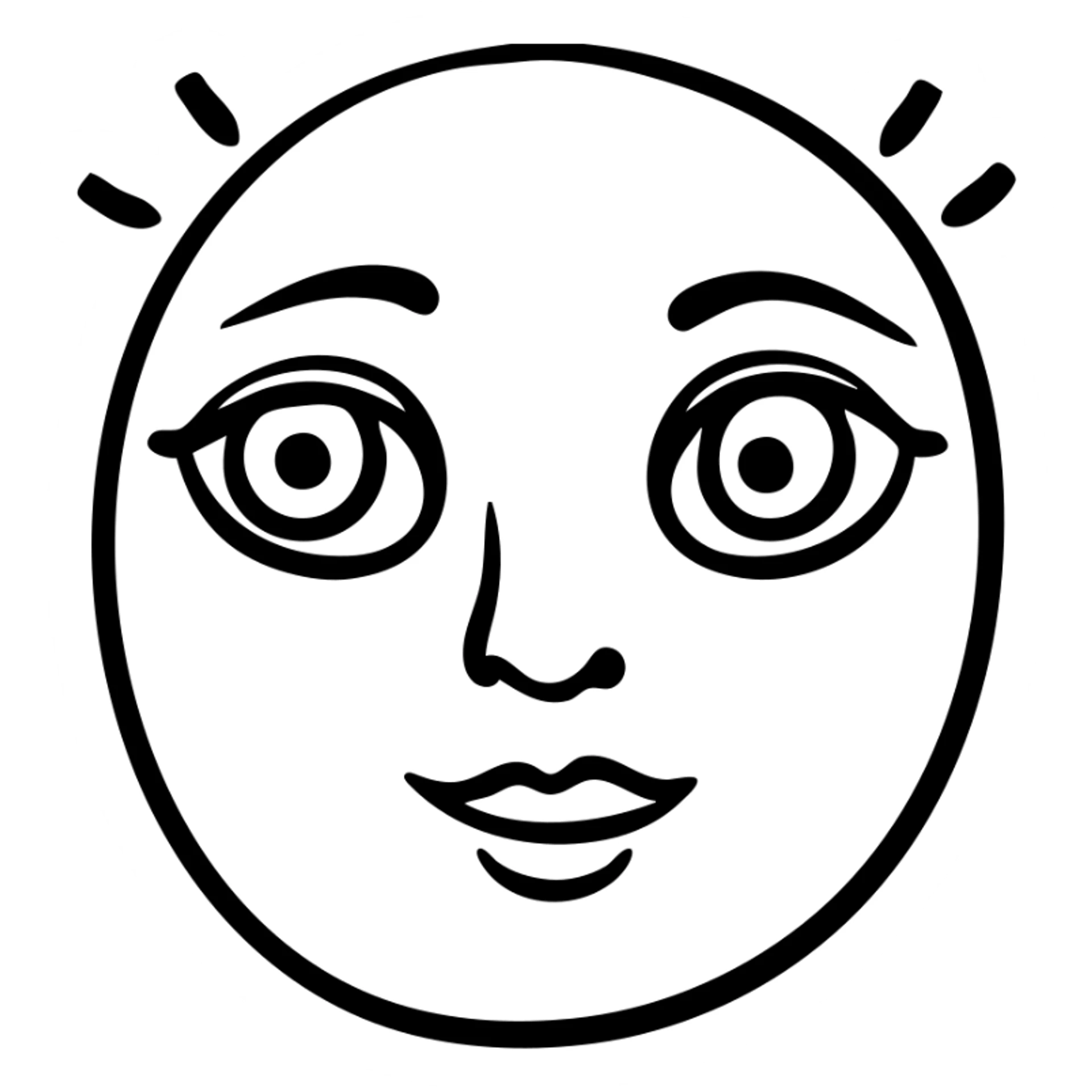 A symmetrical face with two large eyes and a pair of lips in the middle, arranged in a row (👁️👄👁️) sticker